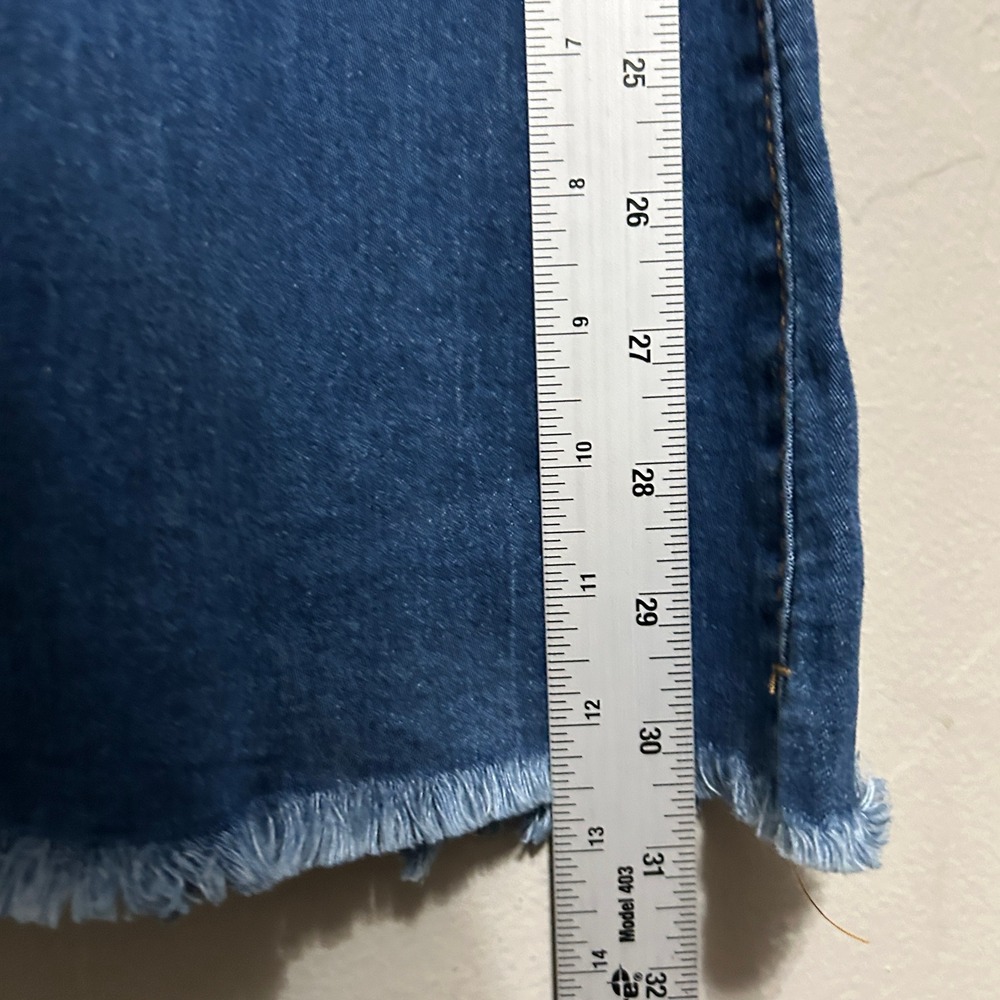 Red Bottoms Flare Jeans Womens 34X30 Blue Raw Hem High Rise Denim Retro Y2k Boho - Picture 6 of 11